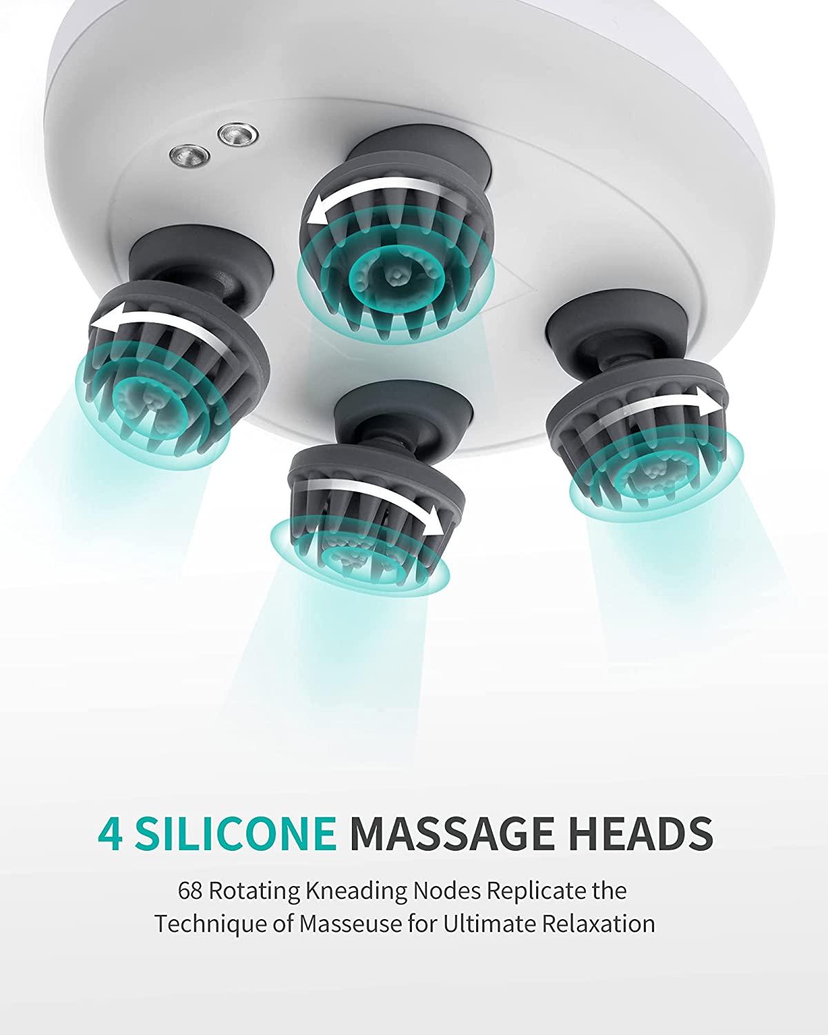 Electric Scalp Massager, Nekteck Portable Head Massager for Hair Growth,  Handheld Hair Massager with 4 Massage Heads, Waterproof Full Body Massager,  Versatile Pet Massager, Detachable & Washable