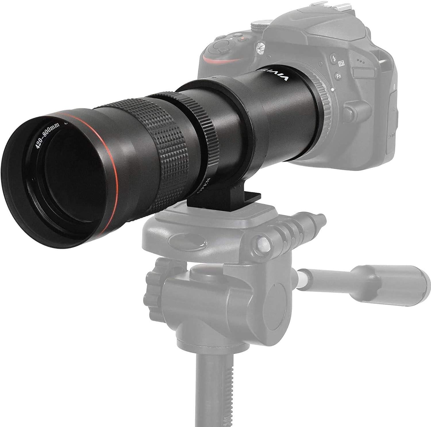  Lightdow Lente de teleobjetivo súper zoom manual de  16.535-31.496 in f/8.3 + anillo de montaje en T para Canon EOS 80D 90D  Rebel T3 T3i T4i T5 T5i T6 T7 T6i
