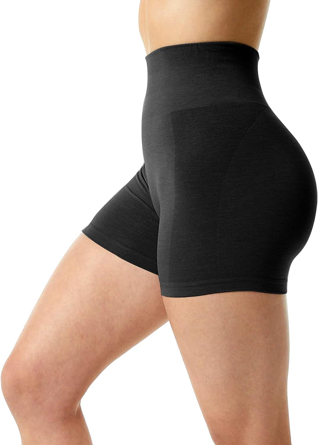 Unthewe Workout Butt Lifting Shorts for Women High Waisted Seamless Gym  Yoga Booty Shorts Scrunch Black Medium