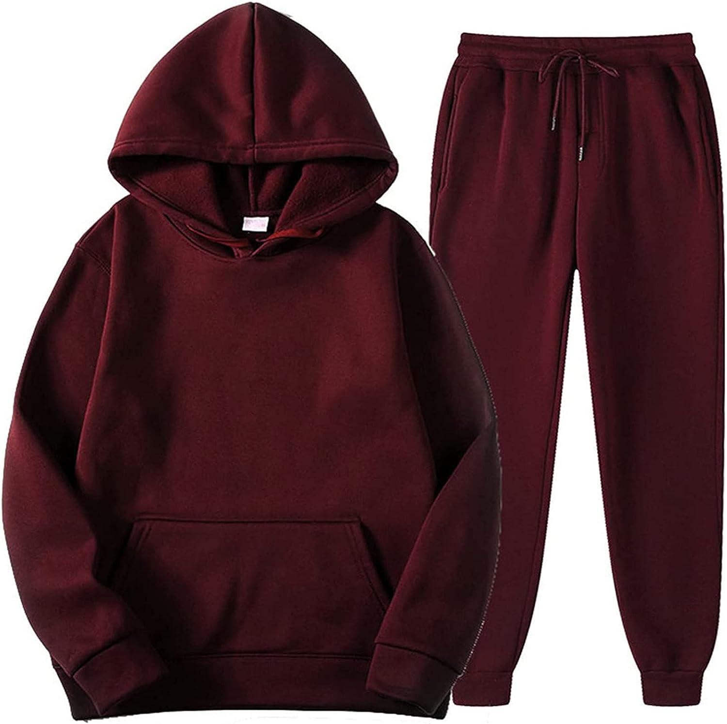Cheap Men Tracksuit Sets Warm Sports Suit Hoodie + Jogger Pants Fashion  Solid Two Piece Sets for Male Sweatshirt Suits