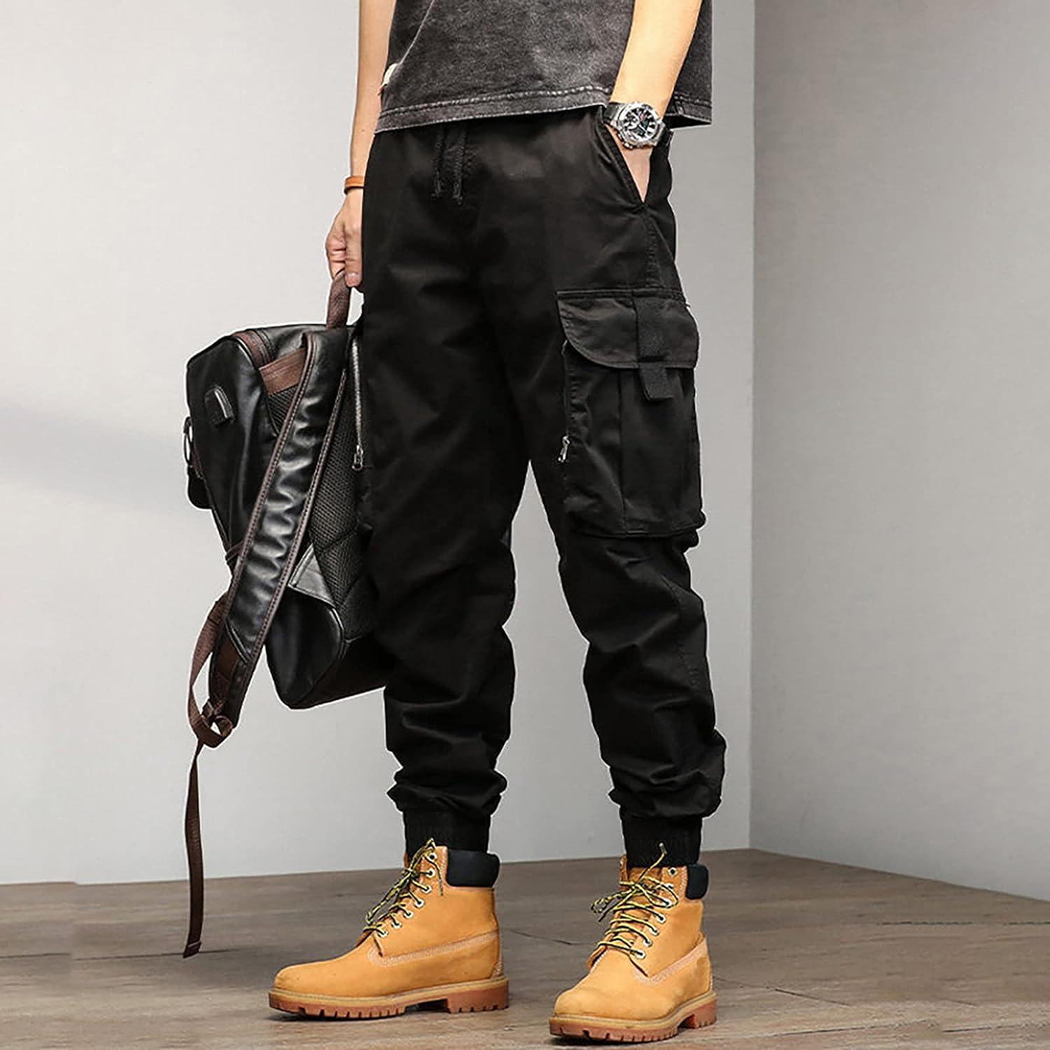  Cargo Pants for Men Relaxed Fit Causal Slim Beach Work  Streetwear Khaki Baggy Pants with Zipper Pockets Drawstring Sweatpants :  Clothing, Shoes & Jewelry