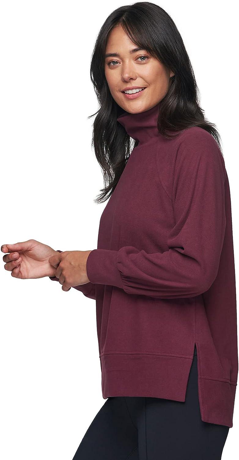 Rbx Women's Quilted Cowl Neck Tunic Fleece