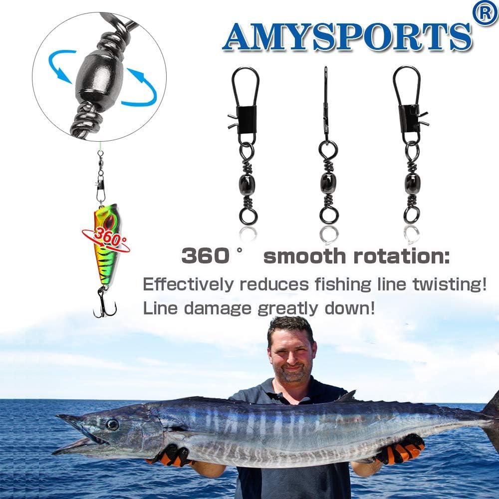 Fishing Barrel Swivel With Safety Interlock Snaps Stainless Steel Corrosion  Resistance Swivel Fishing Tackle
