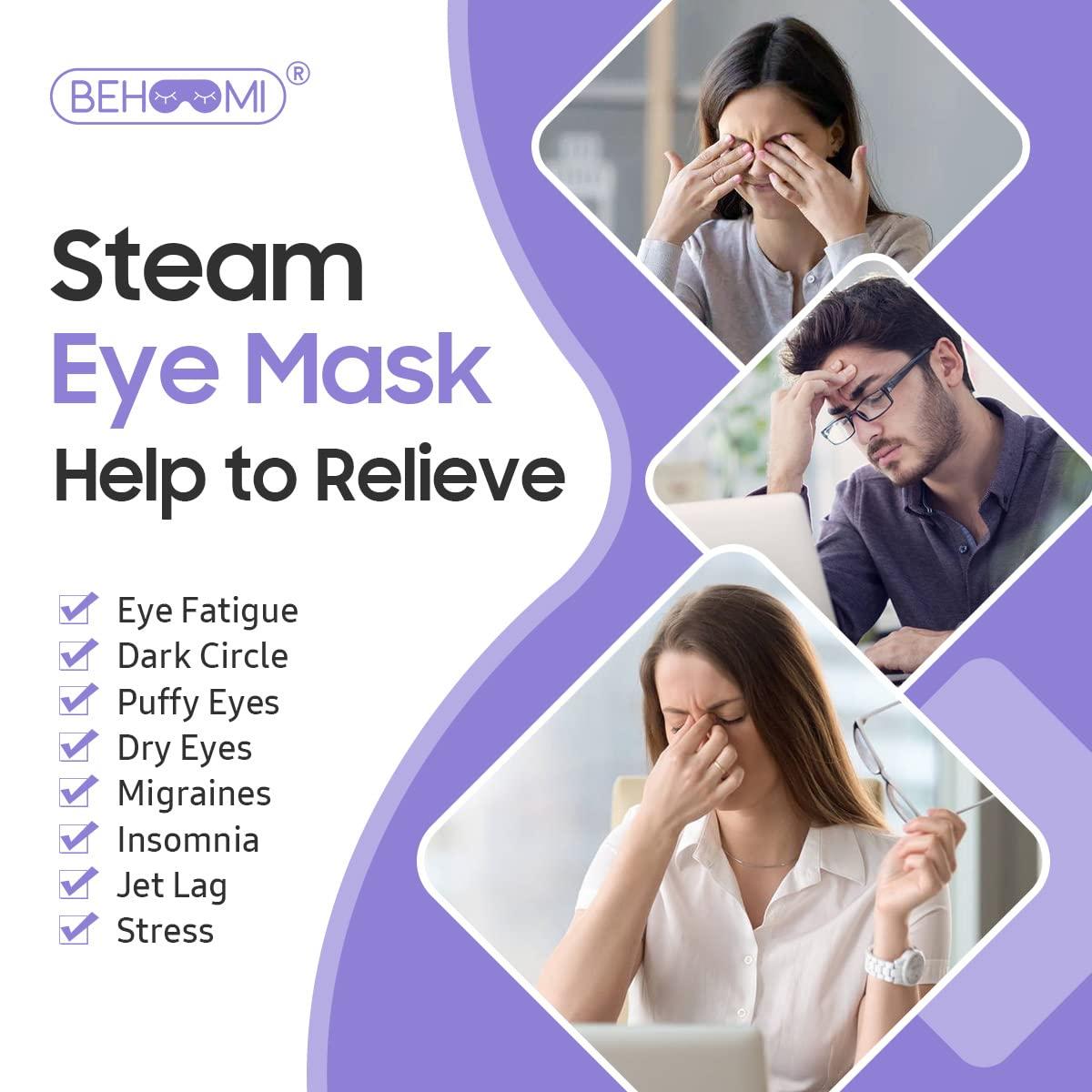BeHoomi Steam Eye Mask Eye Masks For Dark Circles and Puffiness Heated Eye  Mask Warm Eye Compress Moist Heat Disposable Eye Mask For Dry Eyes Stress  Relief For Home Office