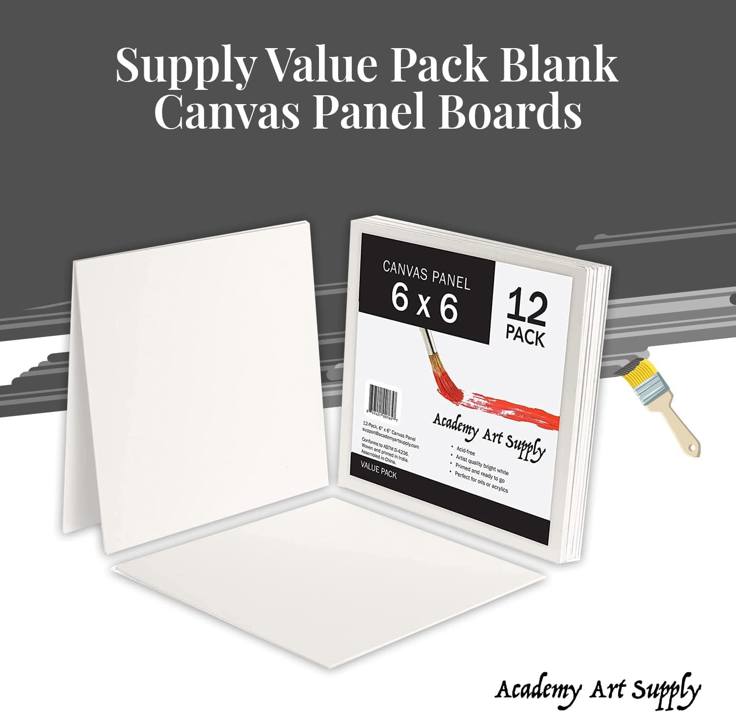Academy Art Supply Stretched Canvases 16 x 16 inch - 100% Cotton Artist Blank Canvas for Painting, Pre-gessoed, Primed, Acid-Free Canvases, Perfect