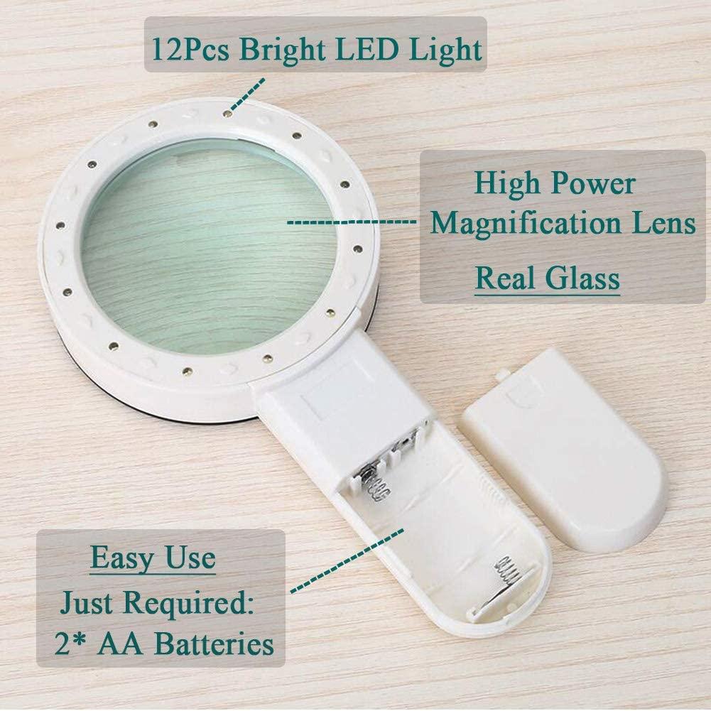 Magnifying Glass with Light, Jumbo Lens with 30x High Power Magnification  for Seniors Who Read Small Print, Maps, Inspections 