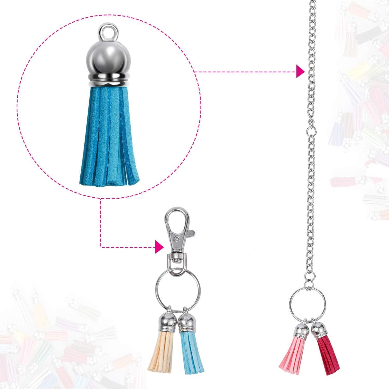 240Pcs Acrylic Keychain Blanks with Keychain Ring Colorful Tassels Key  Chain Making Kit for DIY Keychain