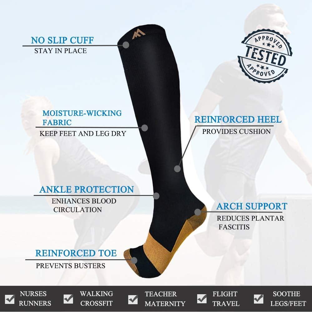 Copper Compression Socks - Knee High for Running, Athtletics