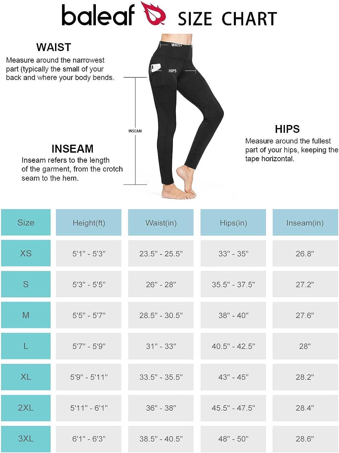 BALEAF Women's Fleece Lined Winter Leggings High Waisted Thermal Warm Yoga  Pants with Pockets Large A Black With Pockets