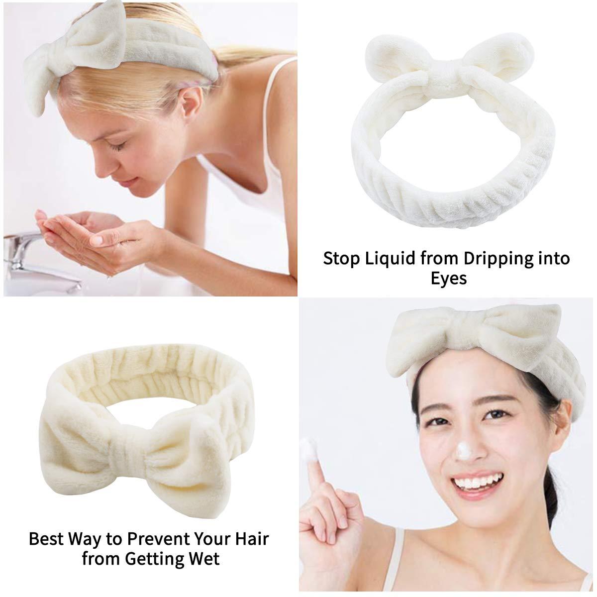 Lovely Bow Headband Coral Fleece Soft Elastic Hairbands For Women SPA Bathe  Turban Make Up Wash Face Hair Band Hair Accessories