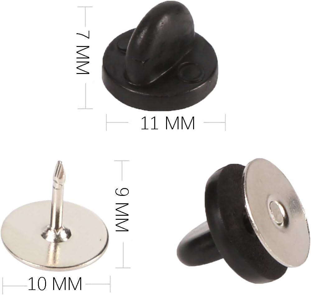 BEADNOVA 50 Pairs Pin Backings Tie Tacks Blank Pins with Rubber Pin  Backings Pin Backs for Crafts (Silver Black 50 Sets) 50pairs