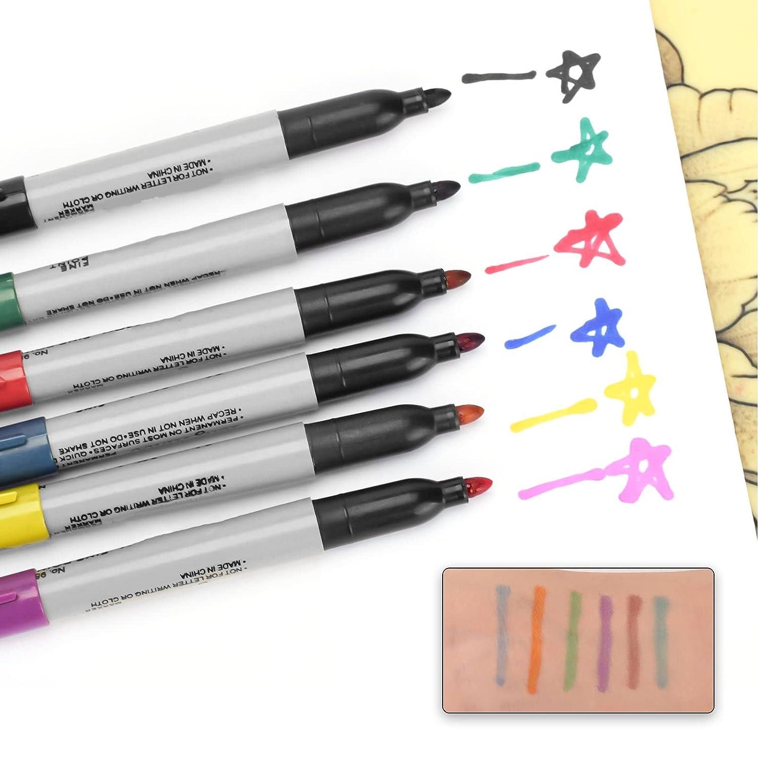 Marker Pen, Thin Nib 12 Colors Watercolour Skin Marker Pen For Beauty  Positioning