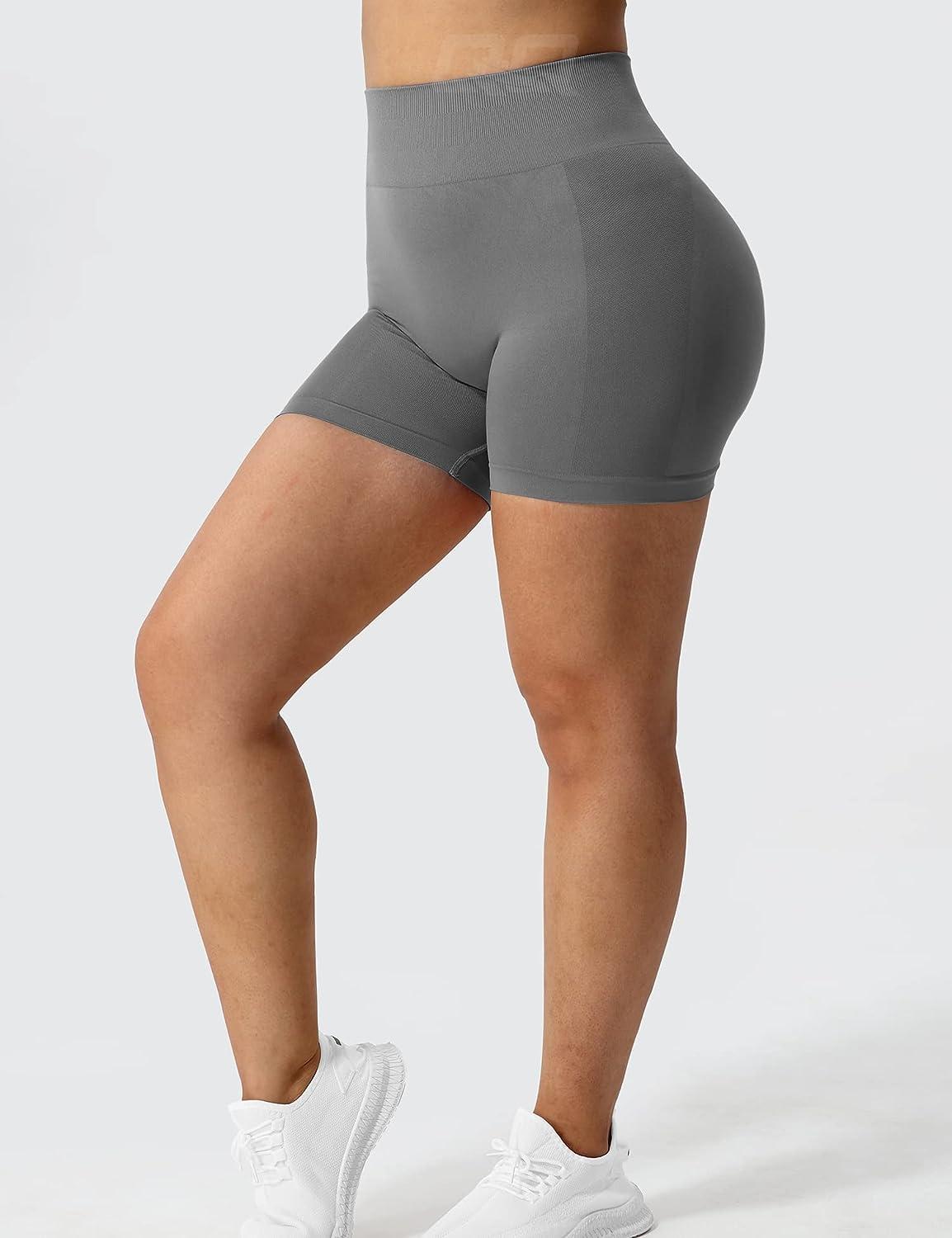QOQ Womens Workout Biker Shorts Seamless High Waisted Tummy Control  Slimming Athletic Gym Yoga Pants