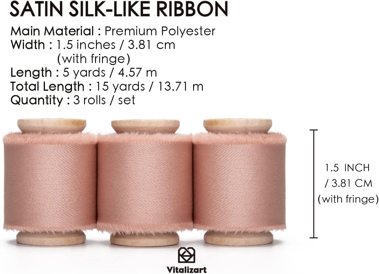 6 Rolls Handmade Fringe Chiffon Ribbon Silk-Like Frayed Edges
