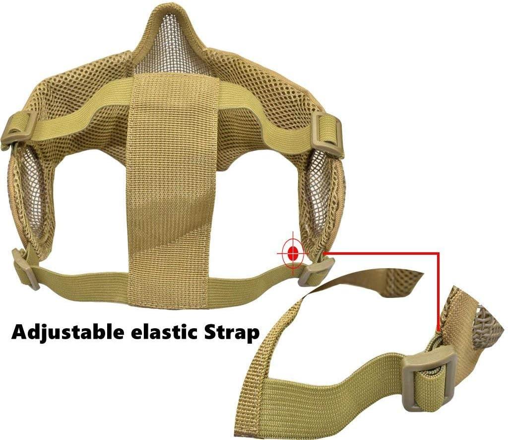 Tactical Airsoft Fast Helmet PJ Type and Metal Mesh Guard Foldable Double  Straps Protect Ear