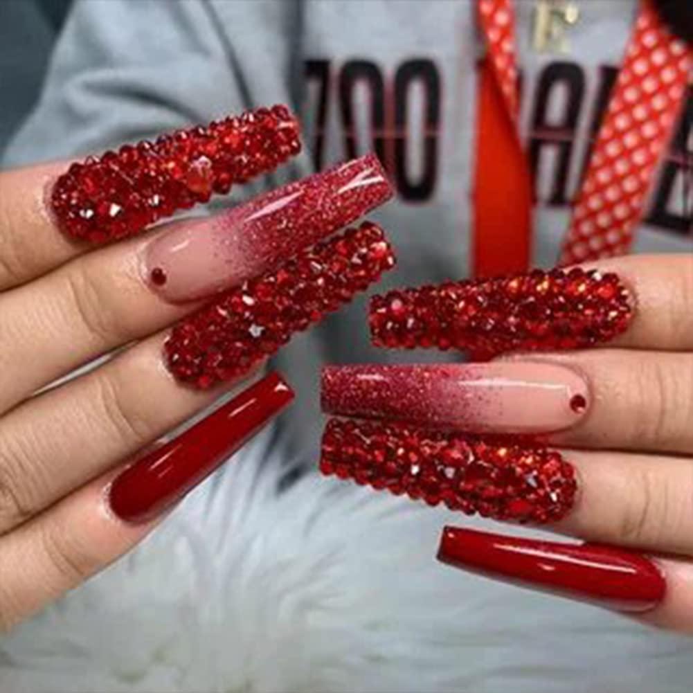 red acrylic nails