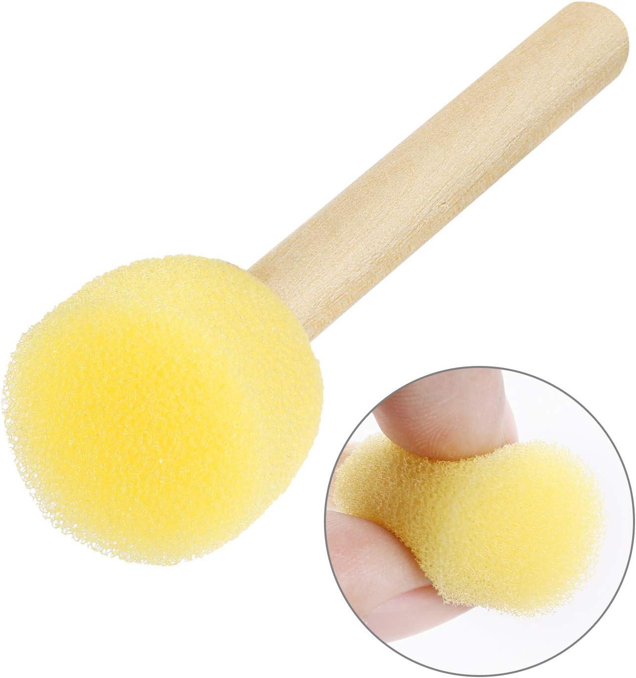 40 Pieces Round Sponge Foam Brush Set Paint Sponge Brush Wooden Handle Foam  Brush Sponge Painting Tools for Kids Painting Crafts (0.6 Inch)