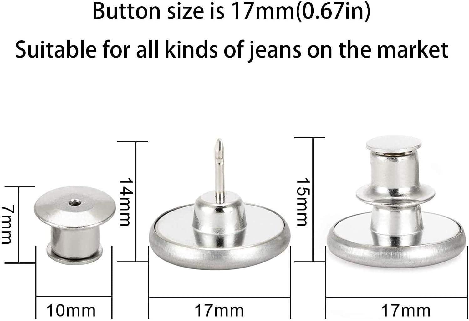 6PCS Perfect Fit Instant Button, Instant Buttons, Jean Replacement Buttons  Removable Button No Sew Buttons to Extend or Reduce an Inch to Any Pants