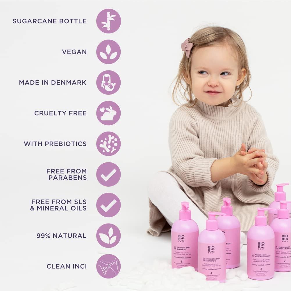 BioB Baby Body Wash and Bubble Bath with Prebiotics - Bath Bubbles for Kids  - Oatmeal Bath Baby Eczema Body Wash for Newborn and Toddler - Sensitive  Skin Foaming Soap for Baby