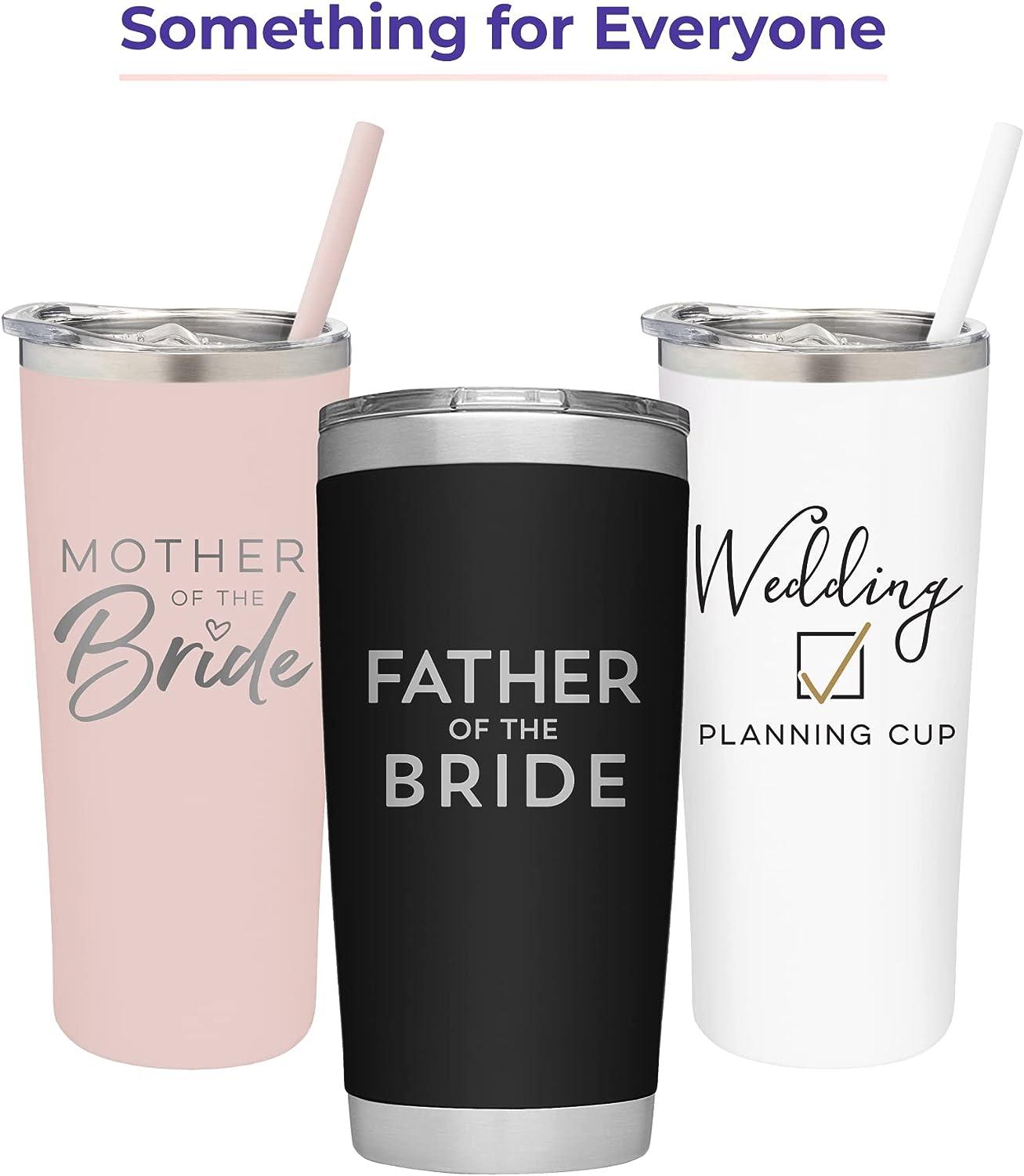 Mother of The Bride Gifts Tumbler with Lid and Straw- Bride Mom Cup - Stainless Steel Vacuum Insulated Skinny Tumbler- Wedding Gifts, Decor 