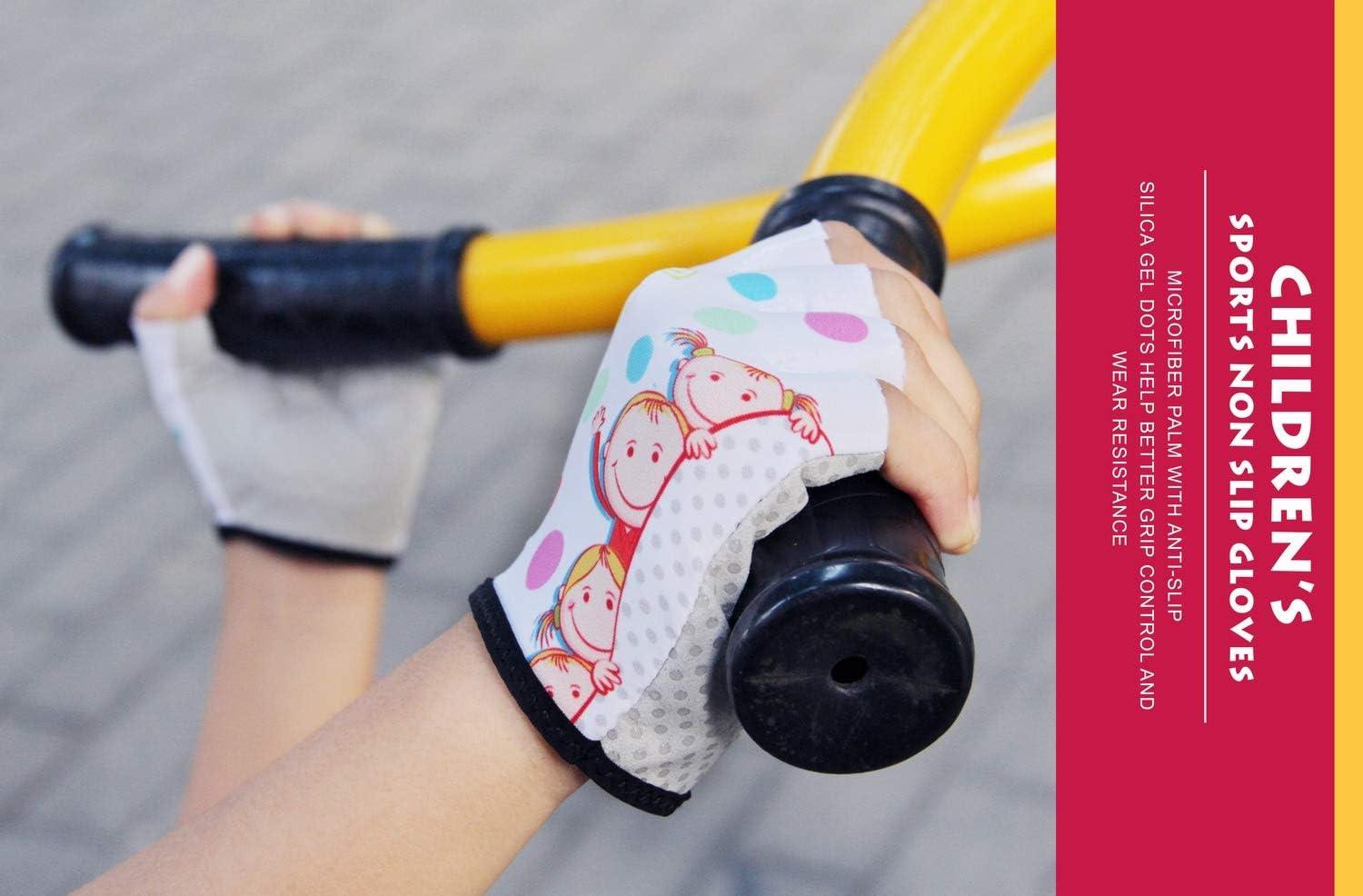 Limei Kids Fingerless Cycling Gloves Breathable Non-Slip Shock