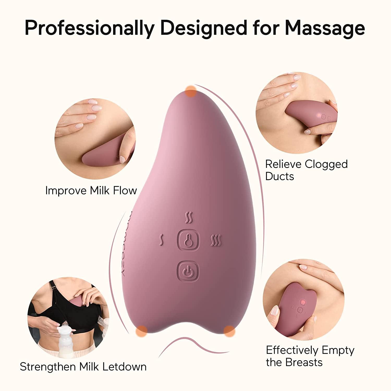 Warming Lactation Massager, 2-in-1 Breast Warmer Massager With Heat And  Vibration, Breastfeeding Waterproof 10 Modes For Clogged Milk Ducts 