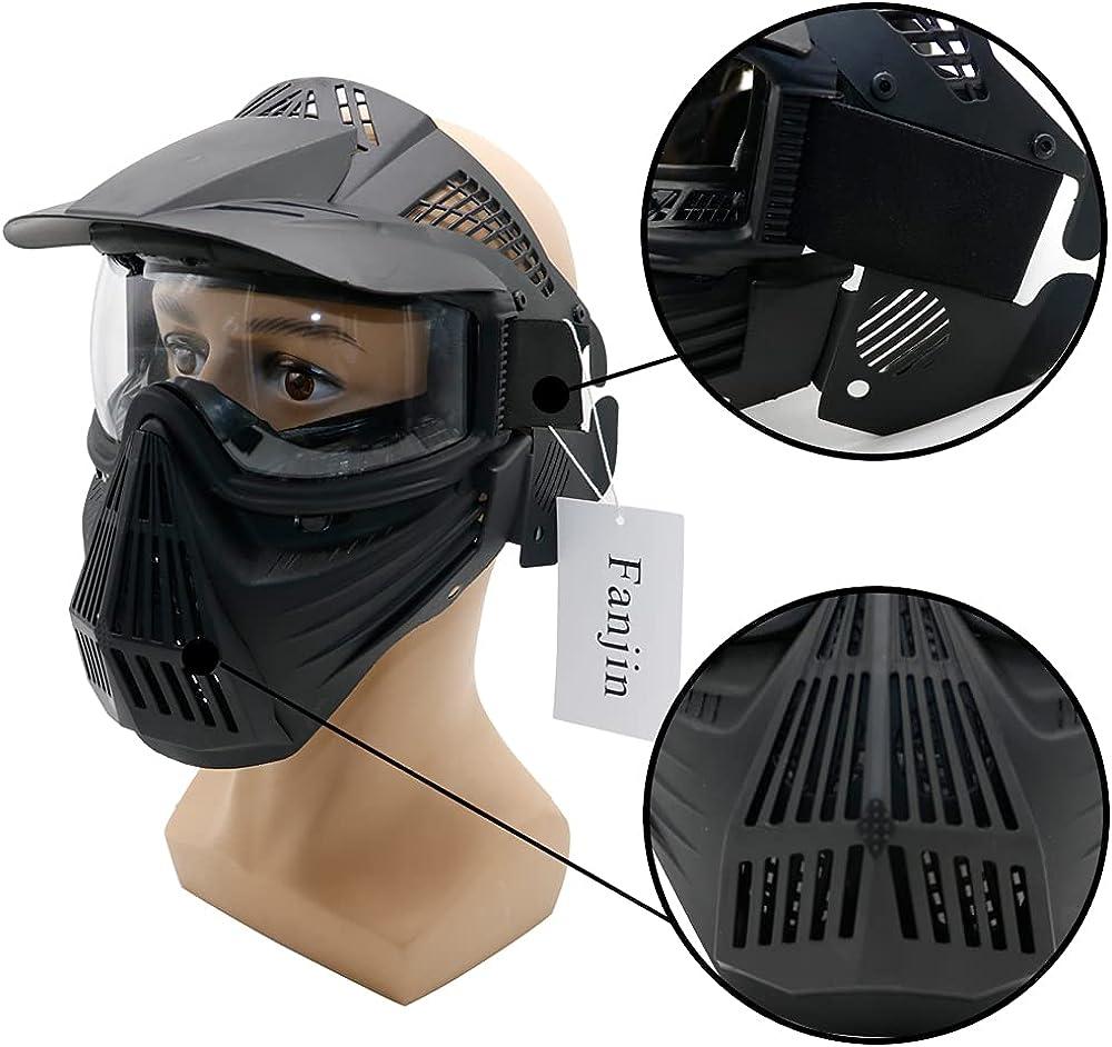 Black Tactical Airsoft Face Mask with Visor Goggles CS Protection Helmet  Mask