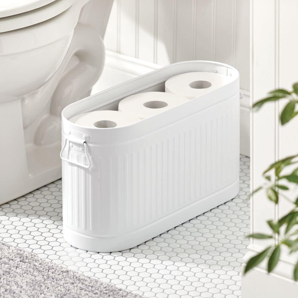 mDesign Large Steel Free Standing Toilet Paper Organizer, 6-Roll
