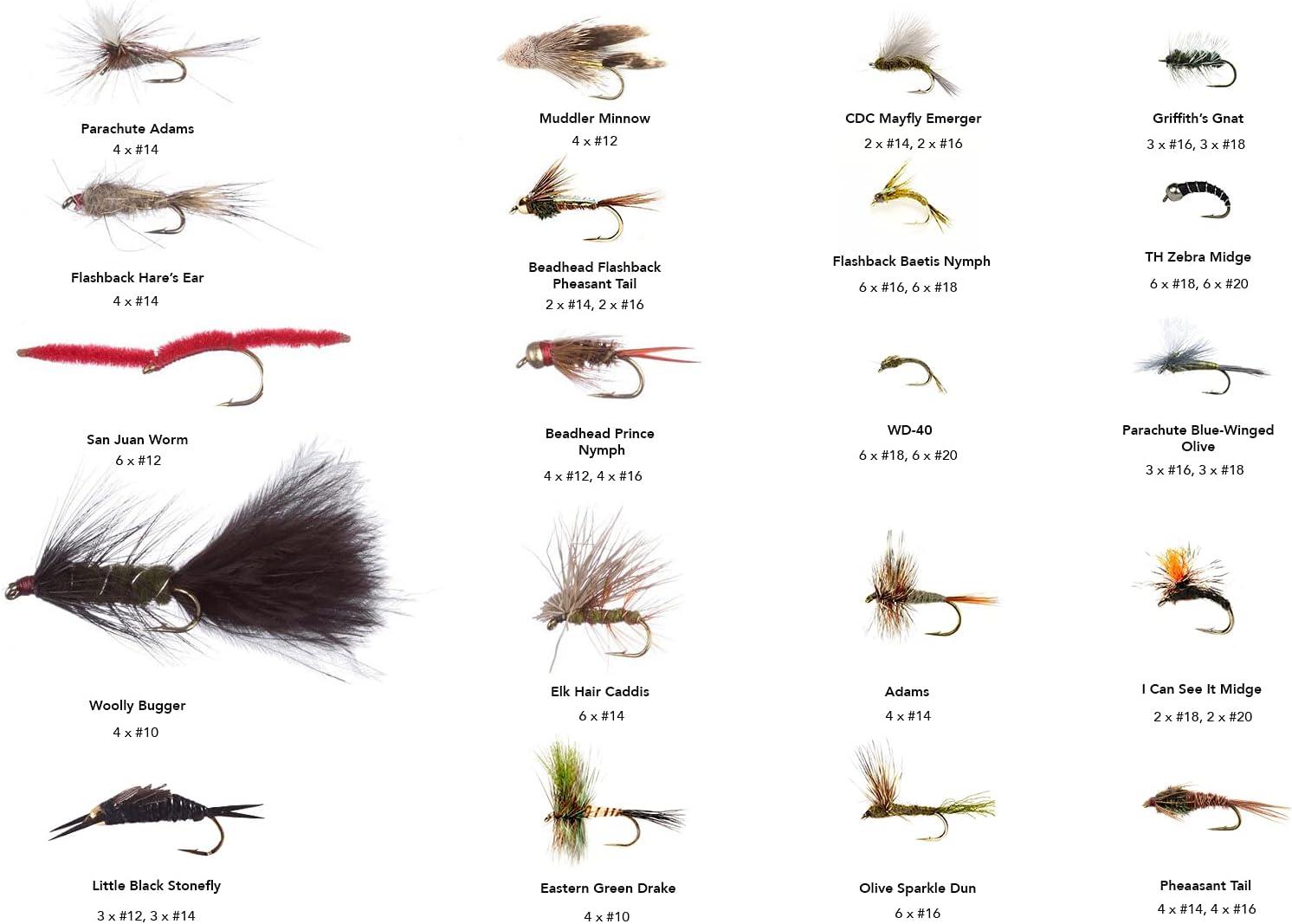 Fishing On The Fly, 64 Essential Flies for Trout Kit, Hand-Tied Dry  Flies, Nymphs, Streamers (Essential Fly Assortment, Waterproof Fly Box, 64 Flies