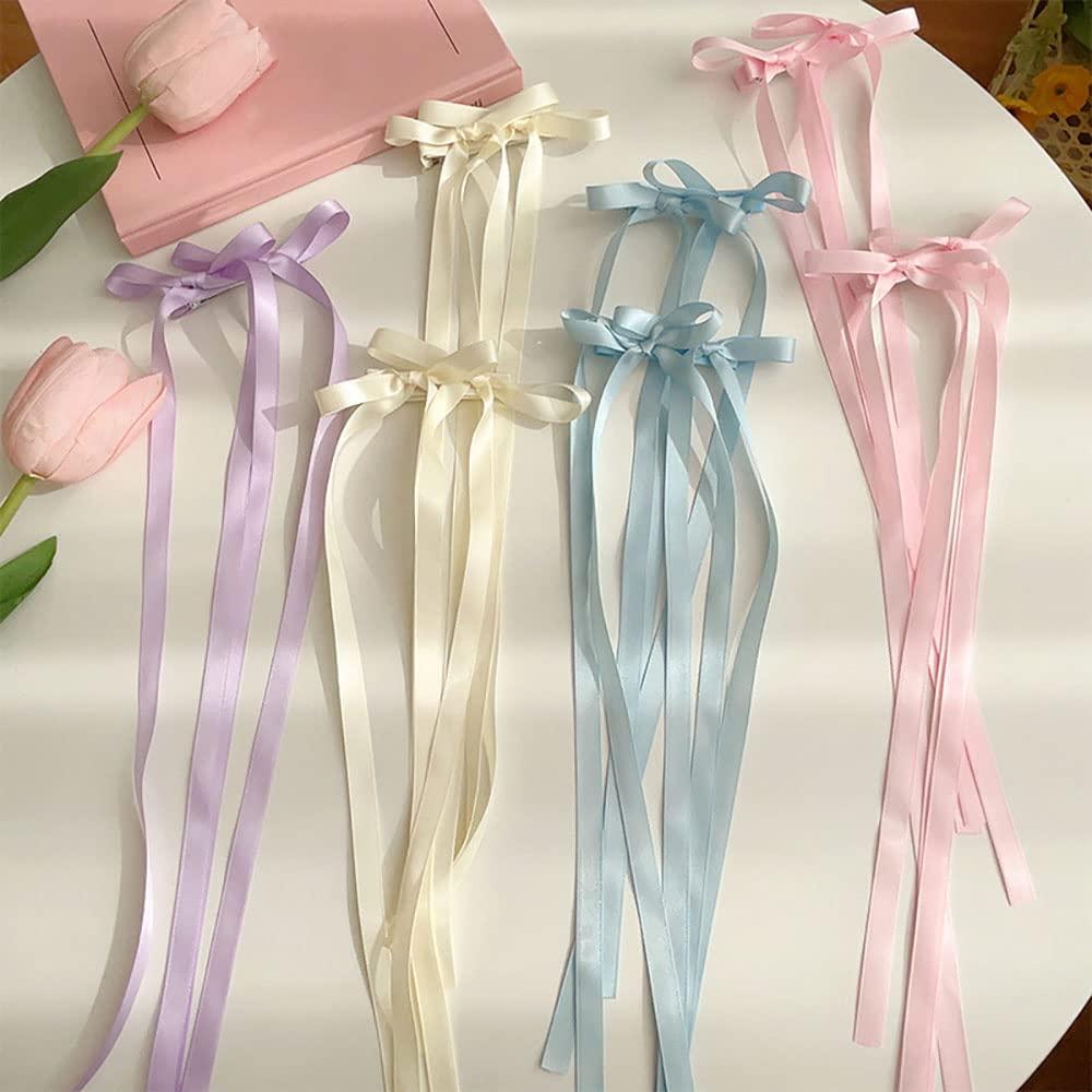 10pcs Colorful Ribbons Bow Hair Clips for Girls Double Bowknots
