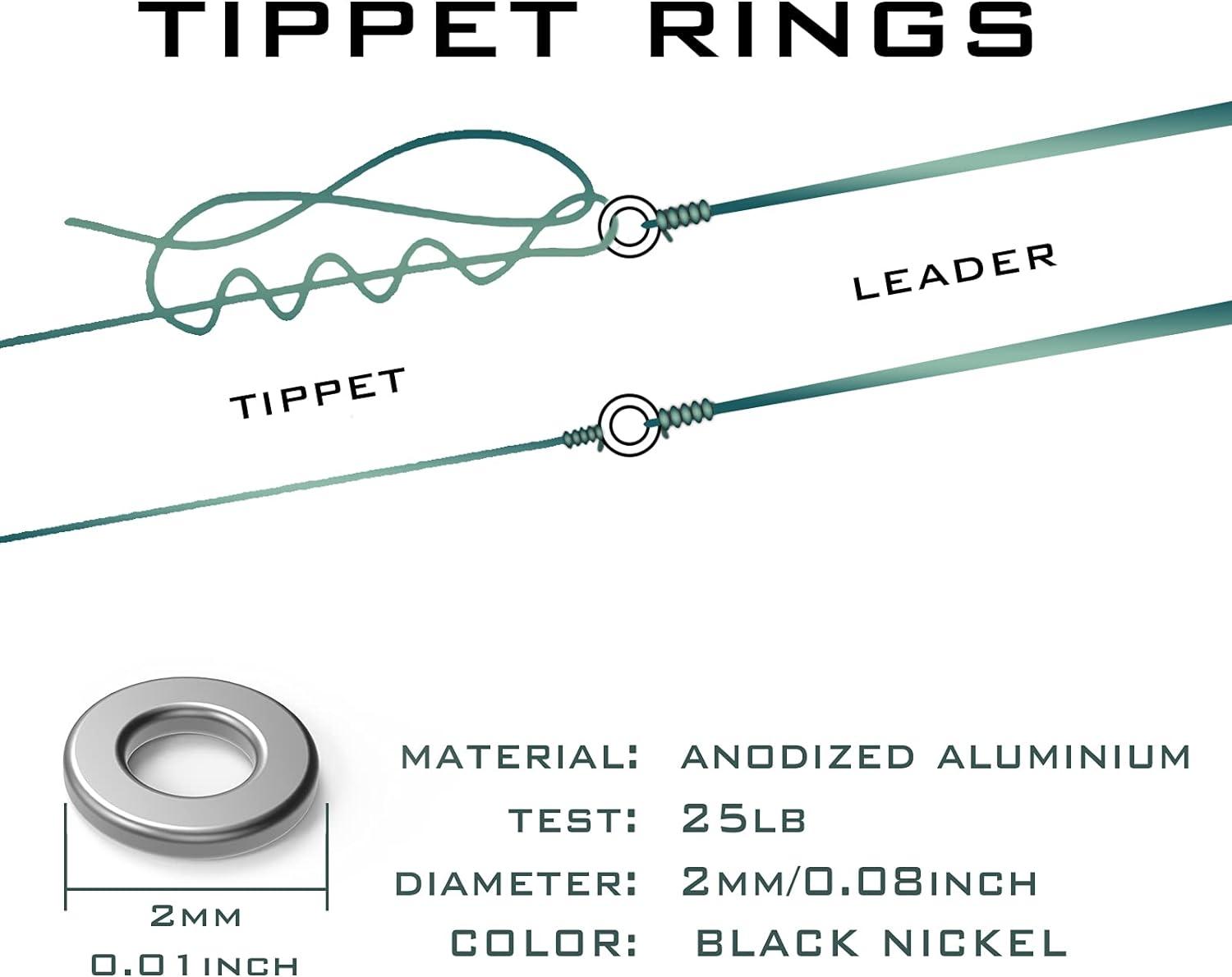 M MAXIMUMCATCH Maxcatch Tippet Rings 100 PCS Fly Fishing Trout Leader and  Tippet Line Connectors 2mm 2mm 25lb 100/Pack