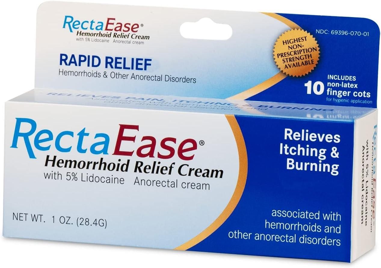 Globe 3 Pack Rectaease 5 Lidocaine Hemorrhoid Relief Cream 1 Oz Tube Anorectal Cream Rapid