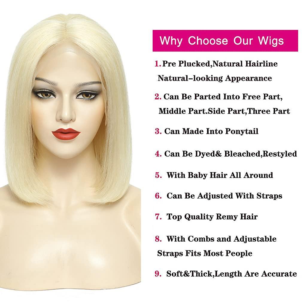 Lace Closure Wigs Bob Straight 4*4 lace middle part 100 Human Hair For Women
