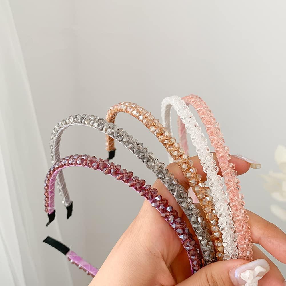 Elegant Thin Sparkly Headband for Women and Girls - Pink