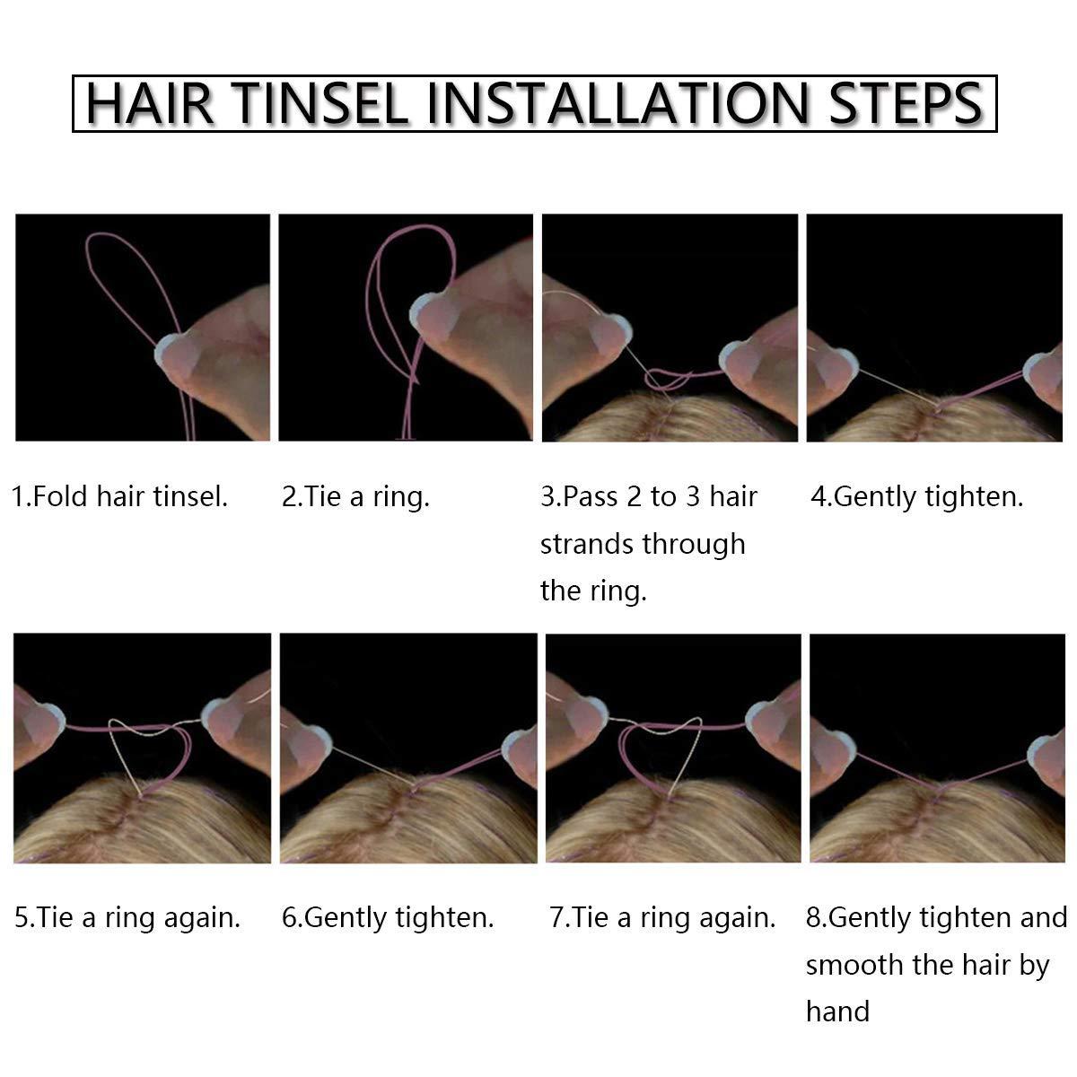 Hair Tinsel Kit Heat Resistant 44 inch Sparkling Shiny Tinsel Hair
