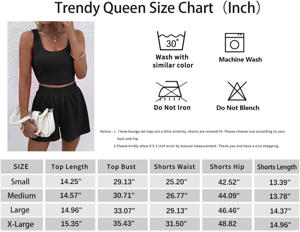 Trendy Queen Two Piece Outfits Women Summer Shorts Sets 2 Piece Sleeveless  Matching Lounge Crop Top and High Waisted Shorts Green Medium