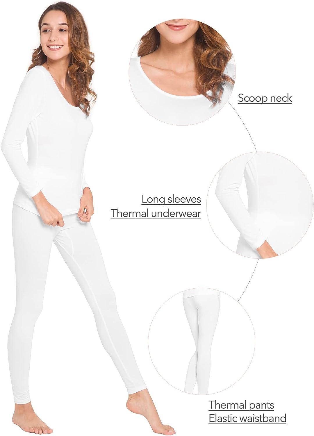 Women V Neck Silk Long Underwear Pajama Set Long Johns Thermal