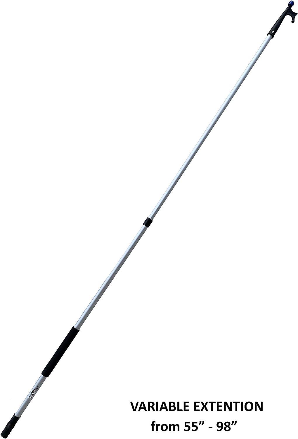 Rainier Supply Co. Boat Hook Pole - Lightweight Docking Stick with  Adjustable Length - 55 inches up to 98 inches - Expandable Telescoping Pole  with