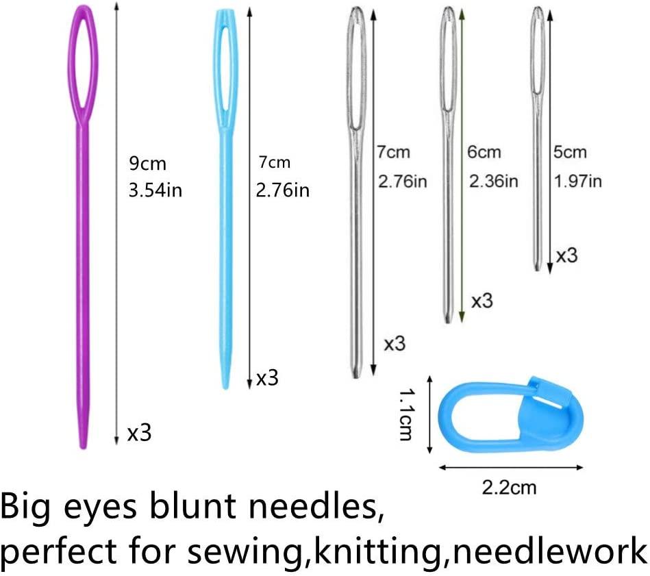 6-8mm Aluminum Crochet Hook Set Knitting Needles Weave Needles with Large  Eye Blunt Needles and