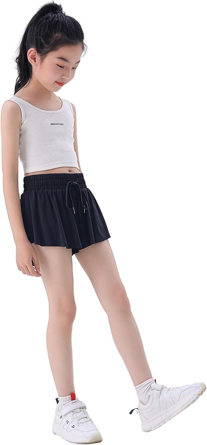 Girls Flowy Shorts with Pockets 2 in 1 Youth Teen Kids Athletic