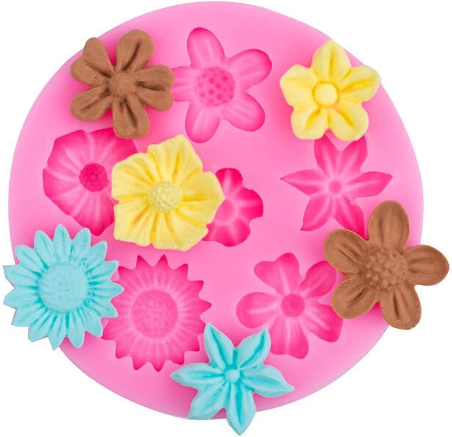 6 Pcs Flower Silicone Mold Set,Rose Daisy Butterfly and Mini Flowers Molds  for Candy Chocolate Fondant Polymer Clay Soap Crafting Projects Cake