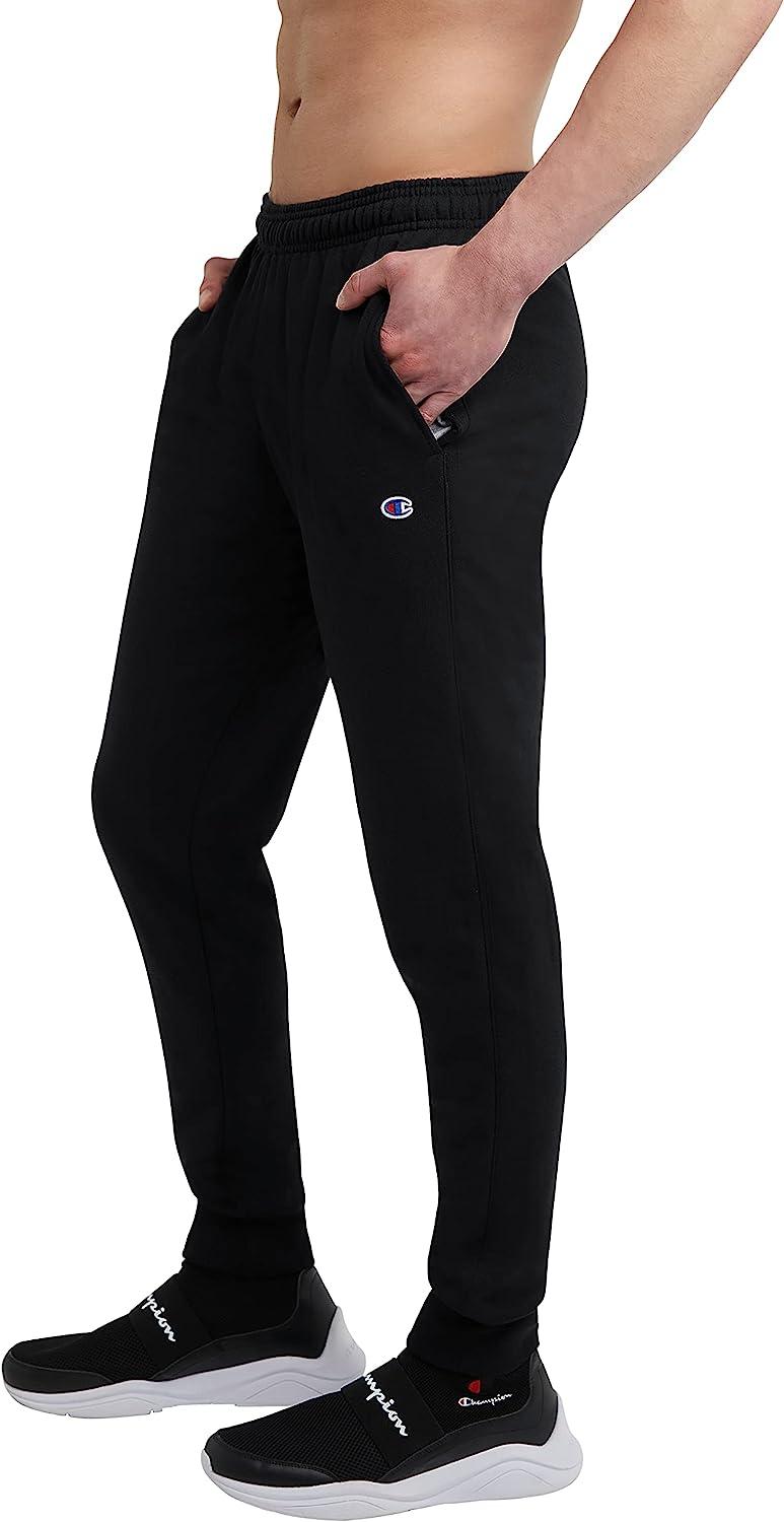 Champion, Powerblend, Fleece Joggers, Sweatpants for Men (Reg. Or Big &  Tall) Standard Medium Black C Patch Logo