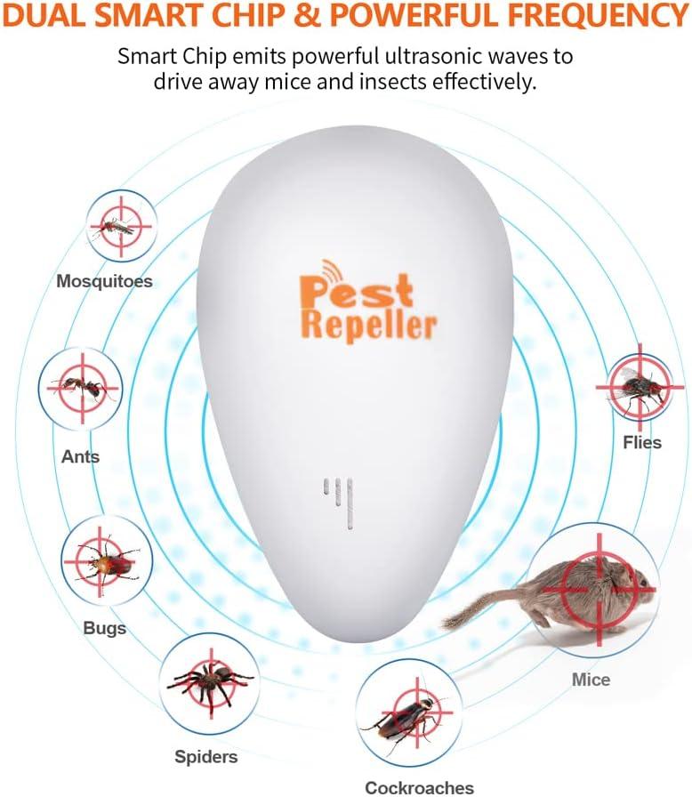 Ultrasonic Pest Repeller 6 Pack, Pest Repellent Plug In Indoor Pest Control  For Mosquito, Insects,cockroaches, Mouse, Rats, Bug, Spider, Ant, Rodent