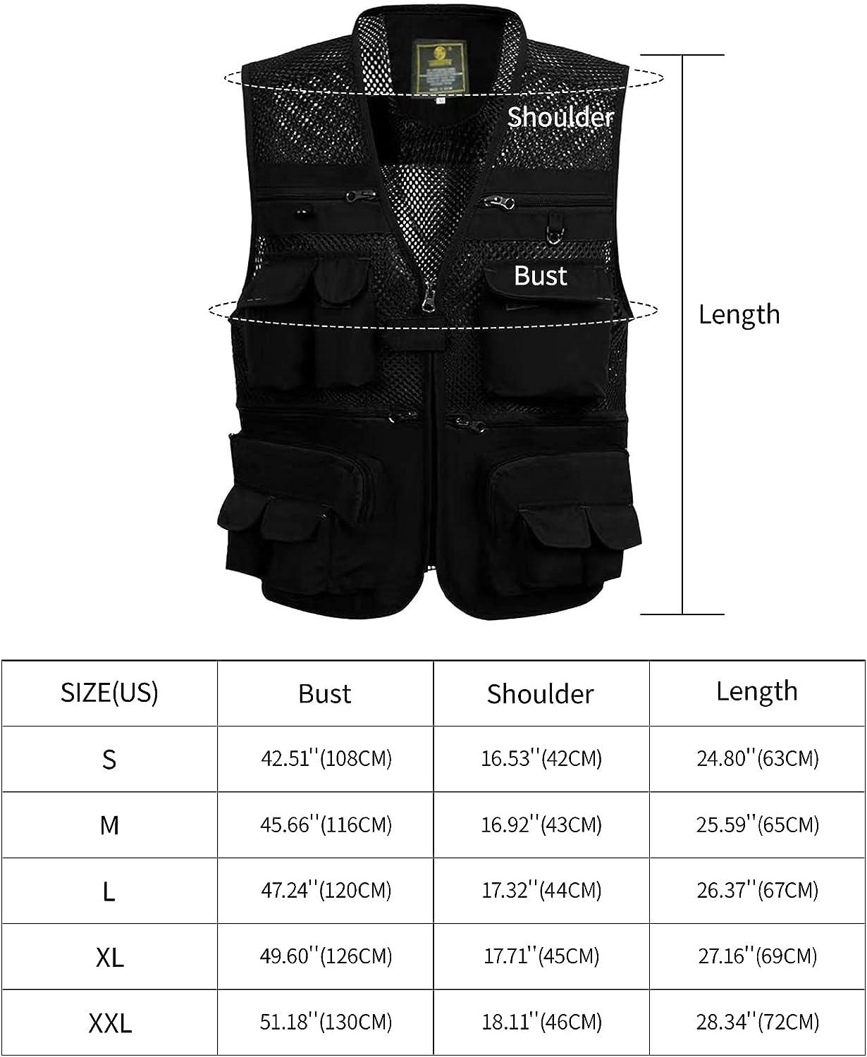Gihuo Men's Utility Vest Fishing Safari Vest Summer Travel Vest with  Pockets Black 03 Large