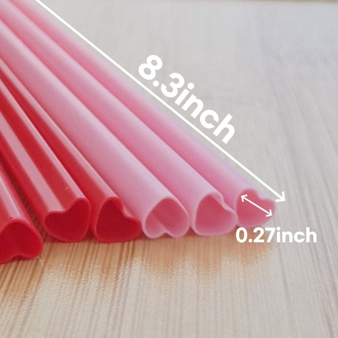 40 Pieces Valentines Plastic Straws Heart Shaped Drinking Straws Decorative Heart  Straws for Valentine's Day Wedding Party Supplies, Red and Pink 