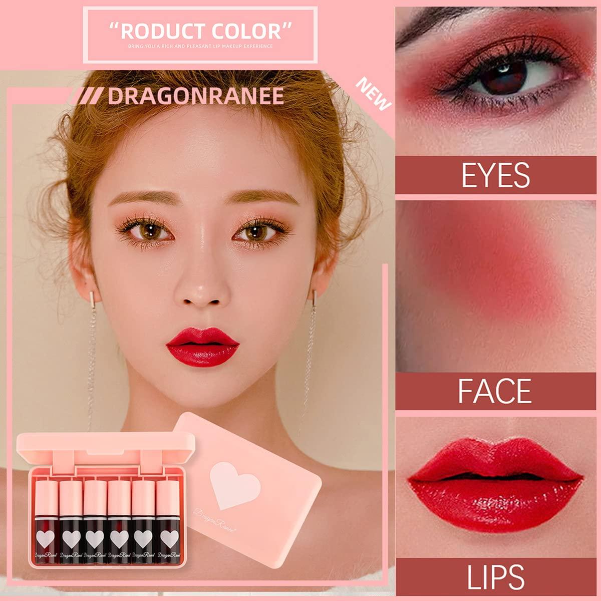 Ldgw 6 Colors Lip Tint Stain Set Long Lasting Vivid Color Lip Gloss Watery Korean Plumping Lip 9462
