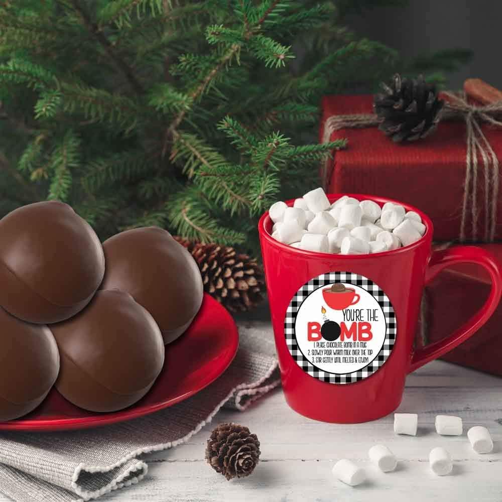 You're The Bomb Red Mug with Buffalo Plaid Border All-Occasion Hot Cocoa  Bomb Sticker Labels 40 2 Circle Stickers by AmandaCreation