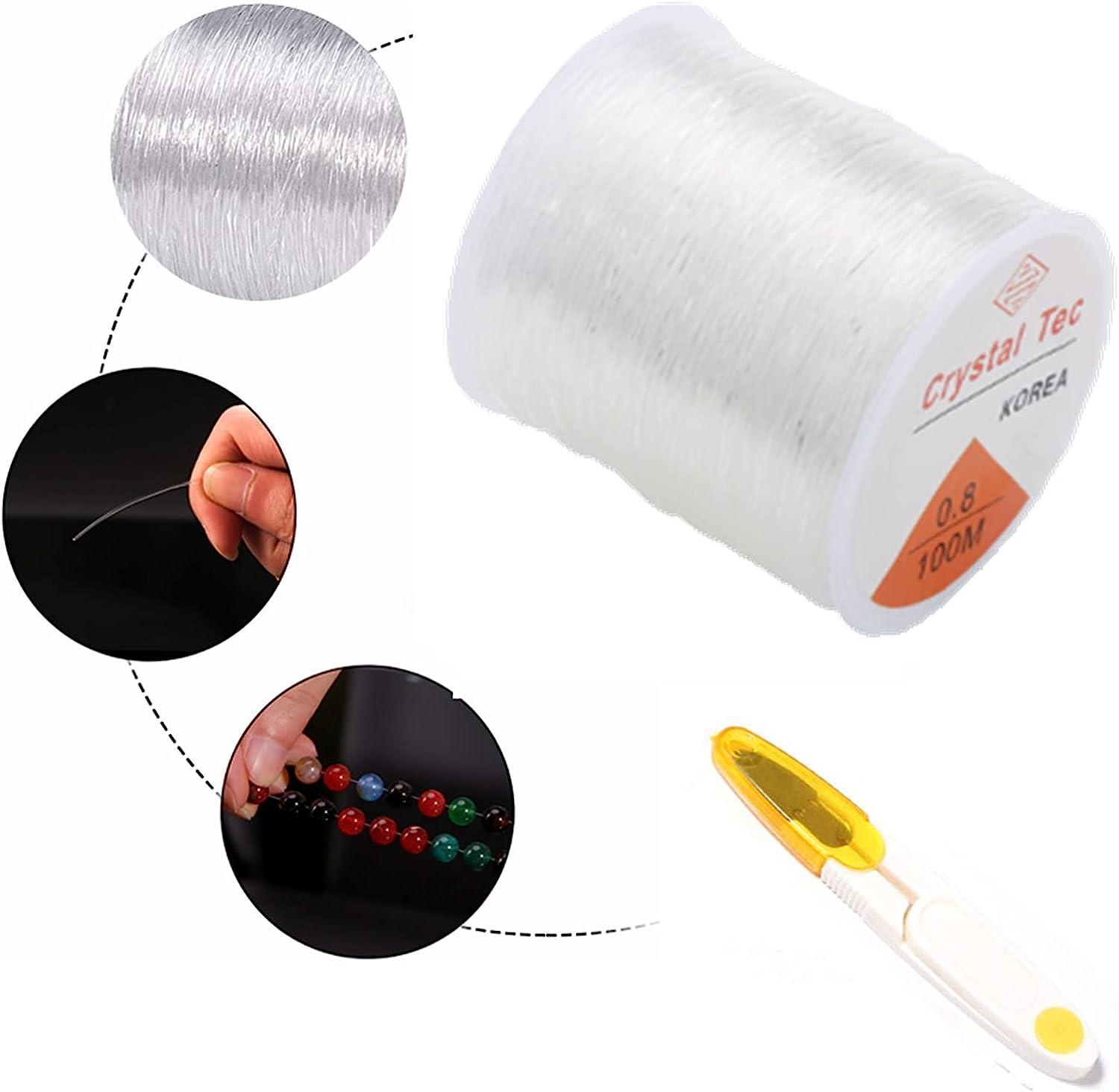 0.5mm Clear Bead Cord,100m Crystal Elastic Bracelet String Stretchy Beading  Thread for Jewelry Making Necklace