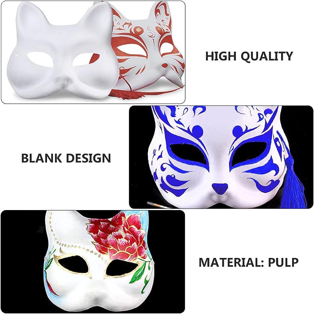 ULTNICE 15pcs White Paper Blank Hand Painted Masks Paper Mache