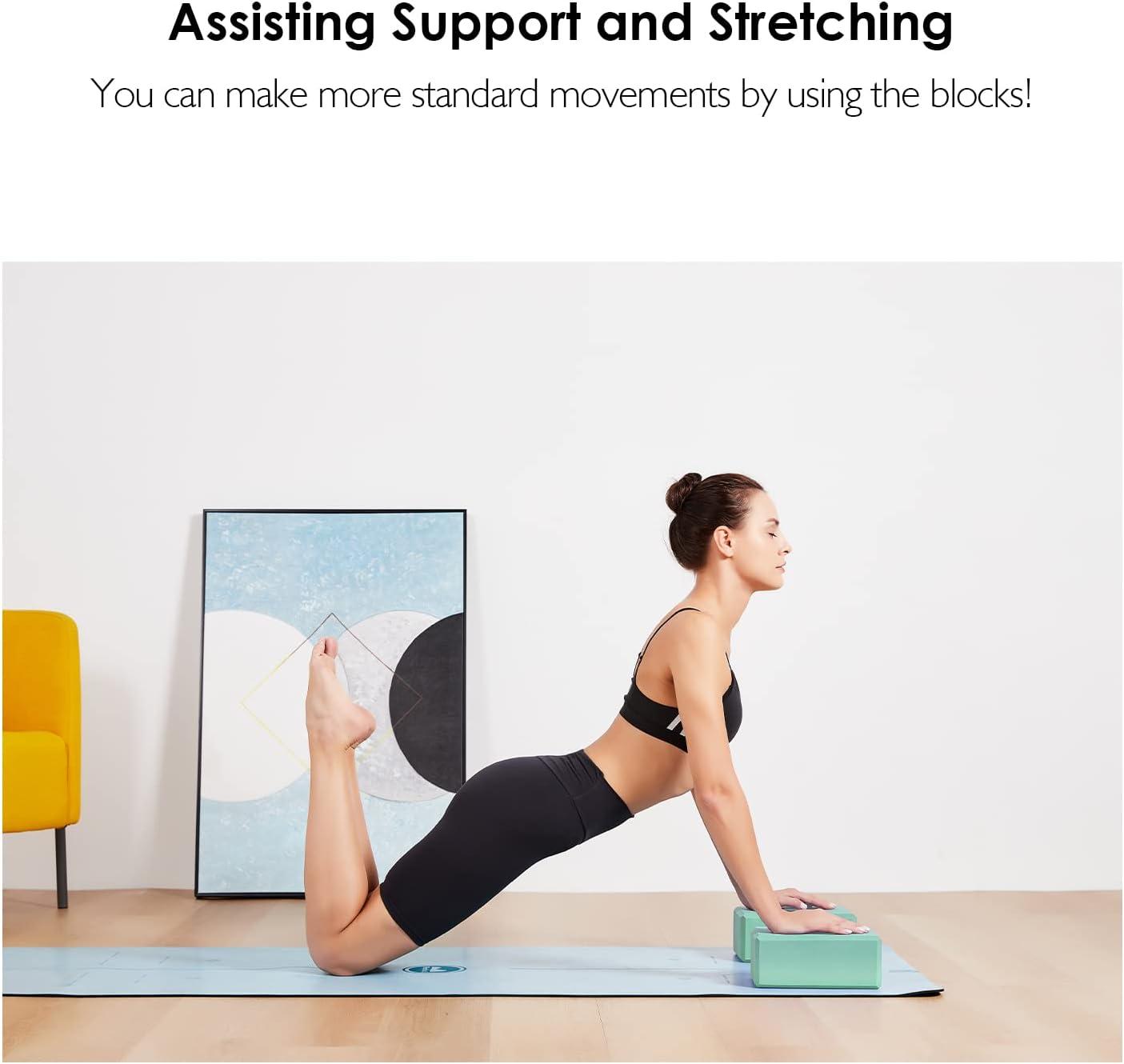 REEHUT Yoga Blocks,High Density EVA Foam Blocks to Support and Deepen  Poses, Improve Strength and Aid Balance and Flexibility - Lightweight, Odor  Resistant